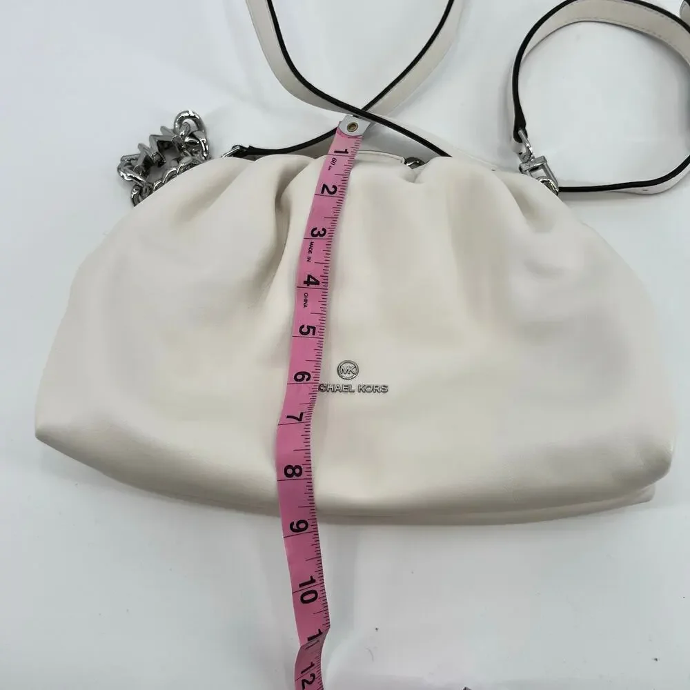 Michael Kors Nola Small Crossbody Bag white silver hardware clasp travel - Picture 8 of 9